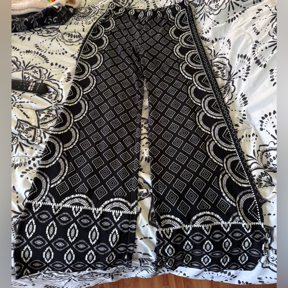 Stretchy Black and White Bell Bottoms